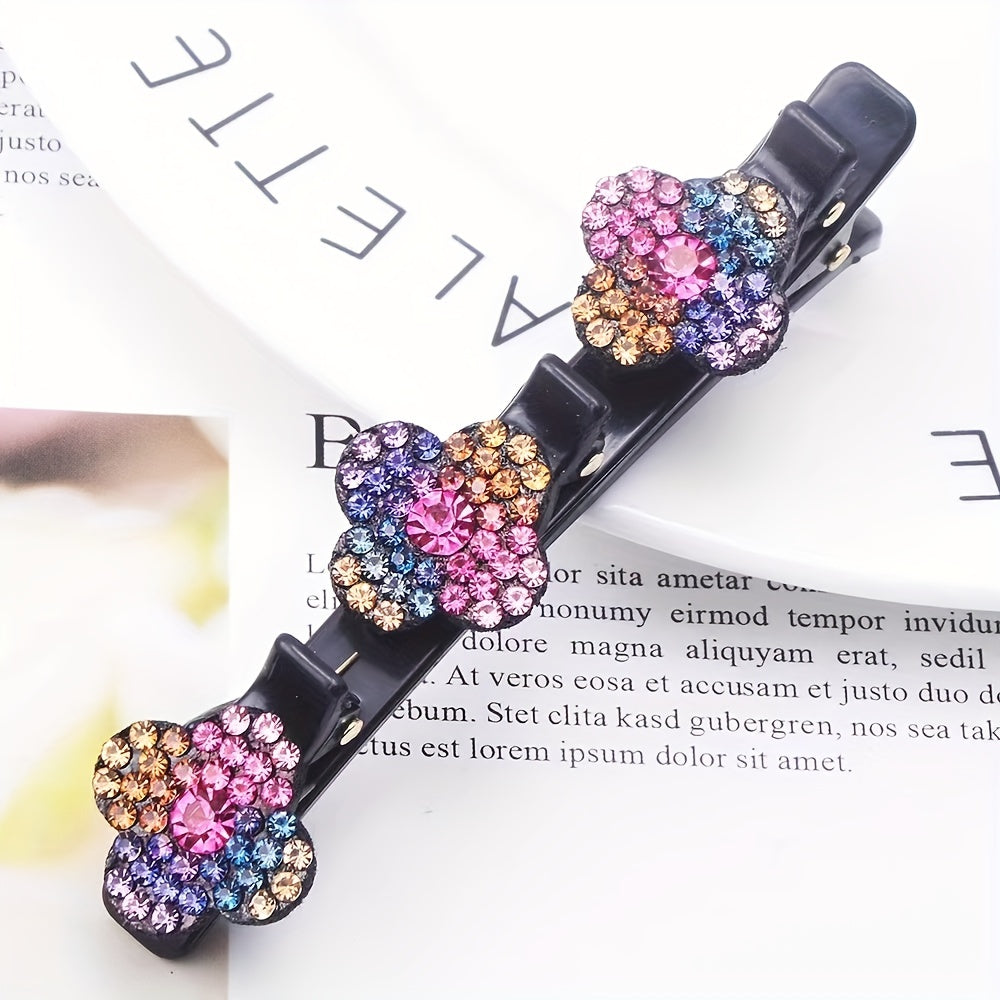 4 Leaf Clover Duckbill Clip Rhinestone Hair Clip for Women