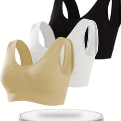 3-Pack Women's Thin Padded Sports Bras Bralette Cami Intimates Lingerie