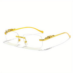 Vintage Retro Rimless Steampunk Sunglasses with Full Package Set