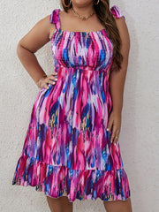  Tie Dye Smock Dress Square Neck