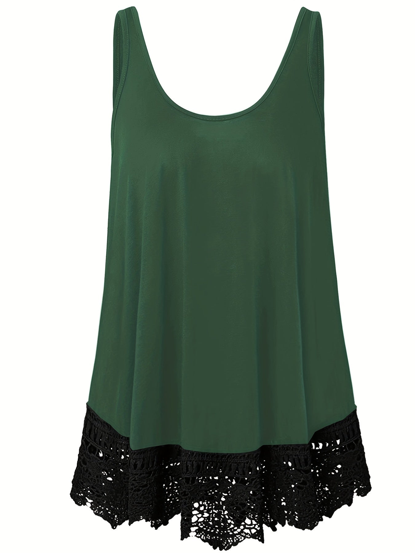  Solid Lace Trim Tank Top