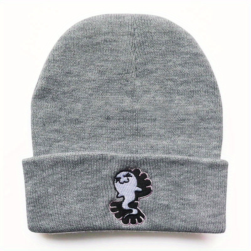 Y2K Cartoon Beanie Ghost Mermaid Embroidered Knitted Hat Unisex