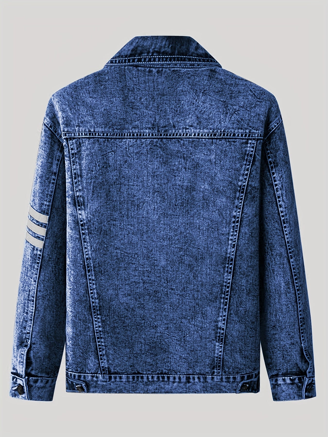 Men's Contrast Stitch Denim Jacket Street Style Button Up Cotton Blend