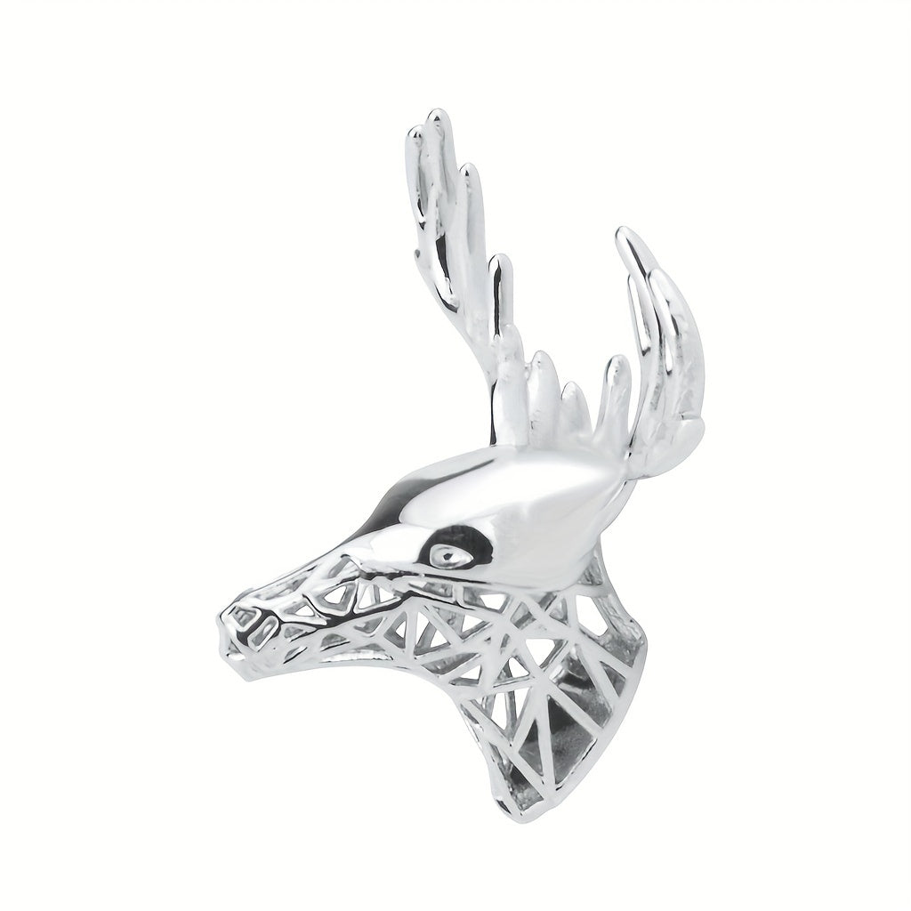Men's Christmas Deer Head Brooch Pin Copper Metal Corsage