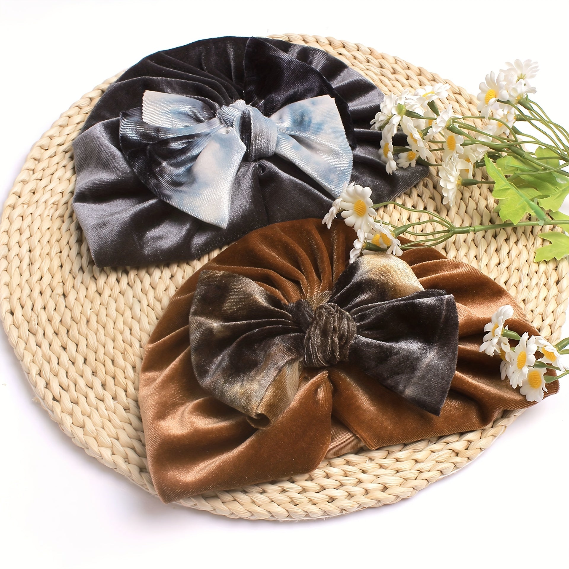 Velvet Bow Baby Hat 0-3 Years Old