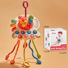 Montessori 3-in-1 Baby Toy Pull String Developmental Sensory Teething Toy