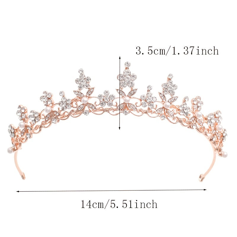 Vintage Golden Bride Queen Crown Princess Headwear Rhinestone Headband