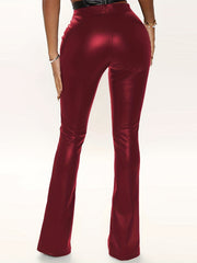 Solid Split Flare Leg Pants Sexy High Waist Pants