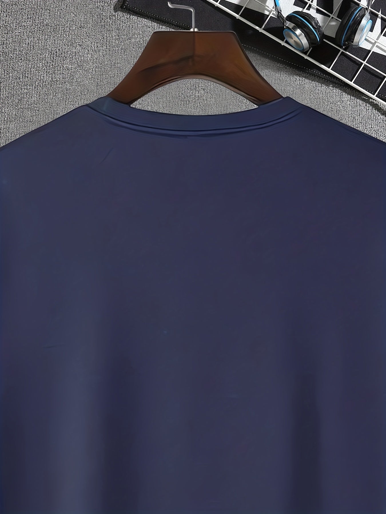 Men's Halloween Letter Print T-shirt, Stretch Crew Neck