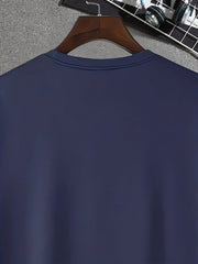 Men's Halloween Letter Print T-shirt, Stretch Crew Neck