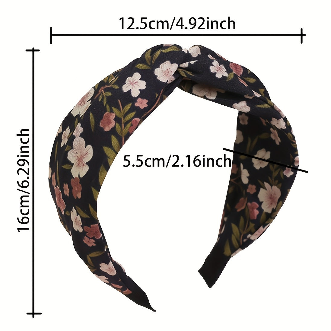 Pastoral Floral Print Headband Cross Knotted Head Hoop Wide Headdress