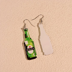 Beer Bottle Graffiti Dangle Earrings Acrylic Gift Women Girls