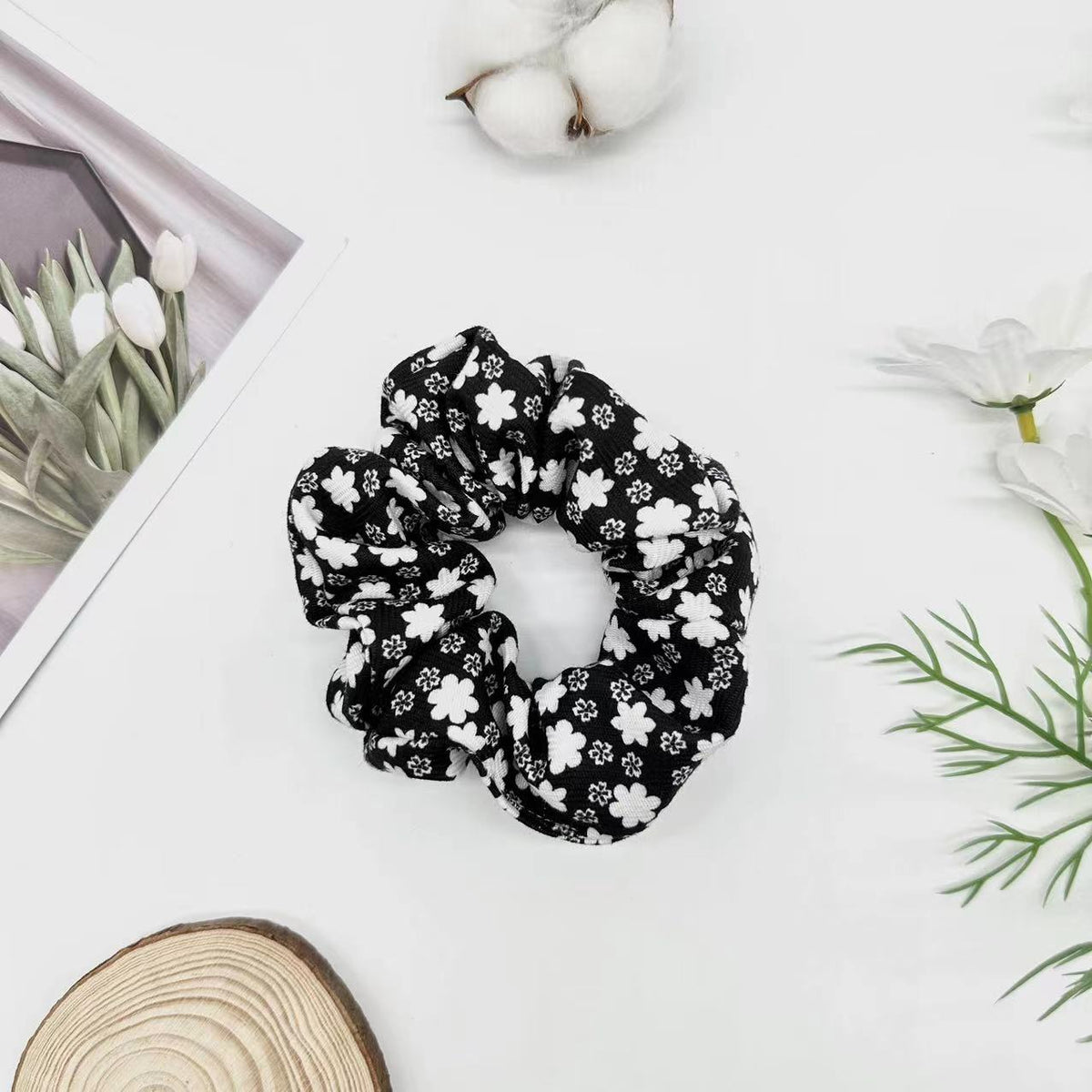 Colorful Floral Boho Large Scrunchies Hair Accessories