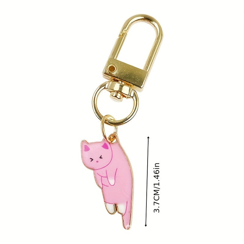 6pcs Cartoon Kitten Enamel Keychain Animal Key Ring Cat Mom Gift