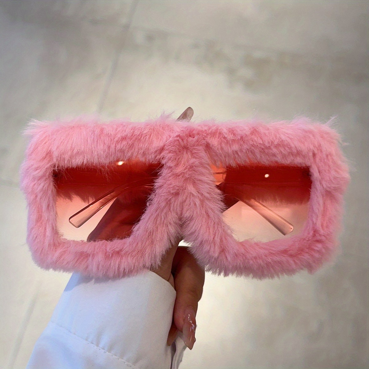 Y2K Plush Fuzzy Sunglasses Gradient Glasses UV400
