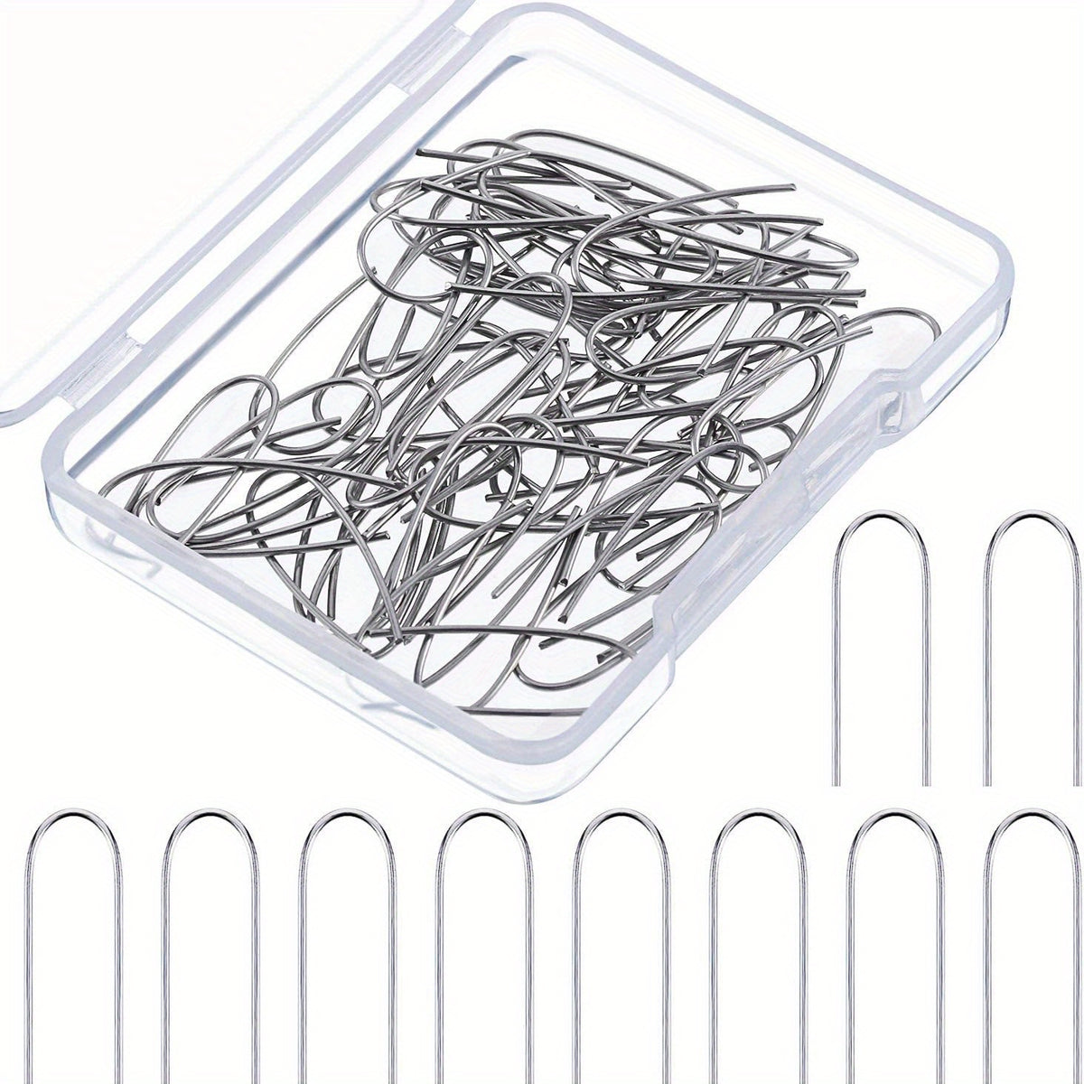 60pcs High Temp Wire Jump Ring U Hook Pendant Ceramic Trim Glass Fuse w/ Storage