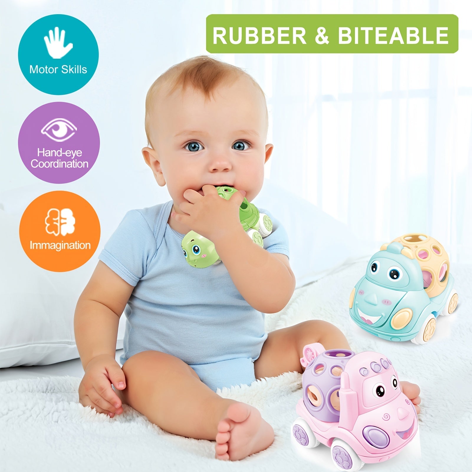 Baby Car Toys Toddler Rattle & Roll Toy Vehicles For Infant