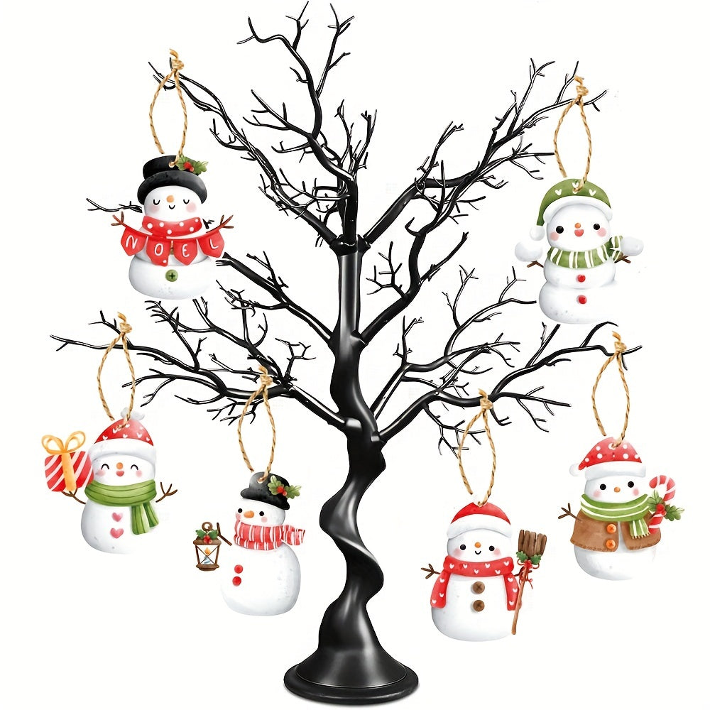 6pcs Snowman Christmas Tree Ornaments - Cute Winter Decor