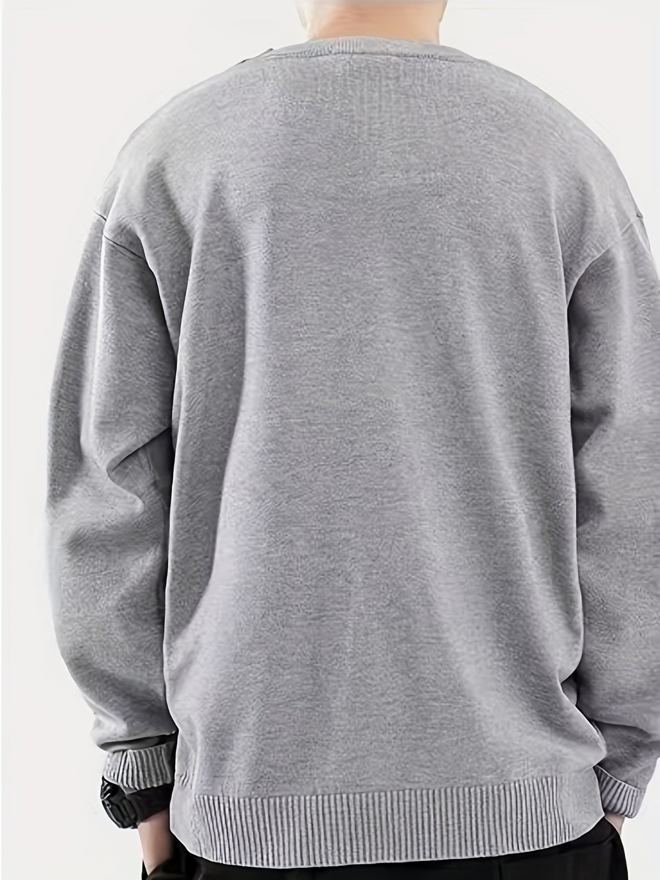 Spades Print Knitted Sweater Men's Warm Crew Neck Pullover