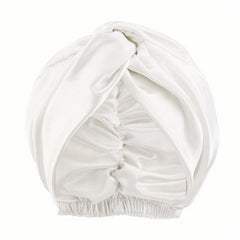 Satin Ruched Bonnet Double Layer Knotted Elastic Turban Soft Shower Cap