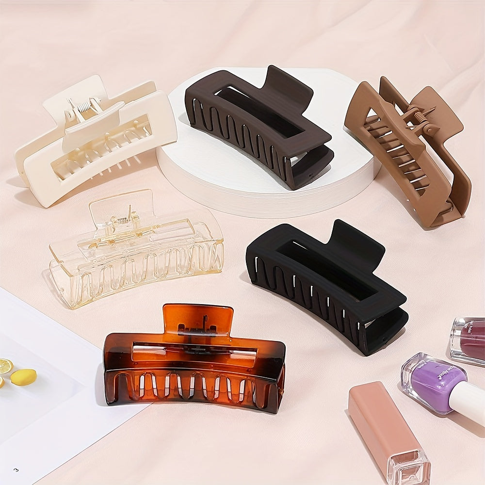 6pcs Matte Hollow Square Claw Clip for Styling Hair