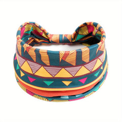 Vintage Wide Headband Boho Style Elastic Hair Band Knotted Bandana Hair Accessor