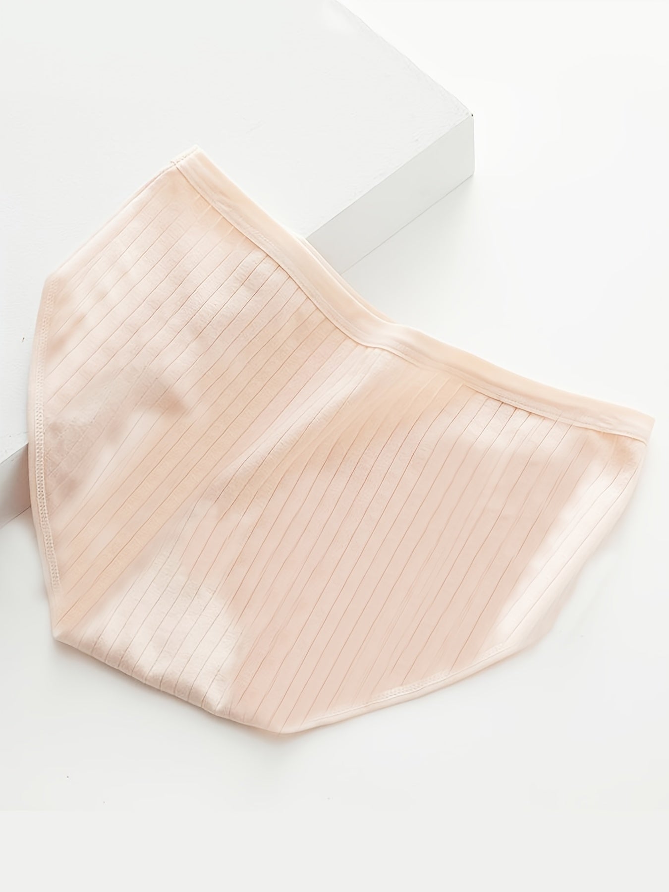 5pcs Ribbed Briefs Mid Rise Stretchy Intimates Panties Women's Lingerie