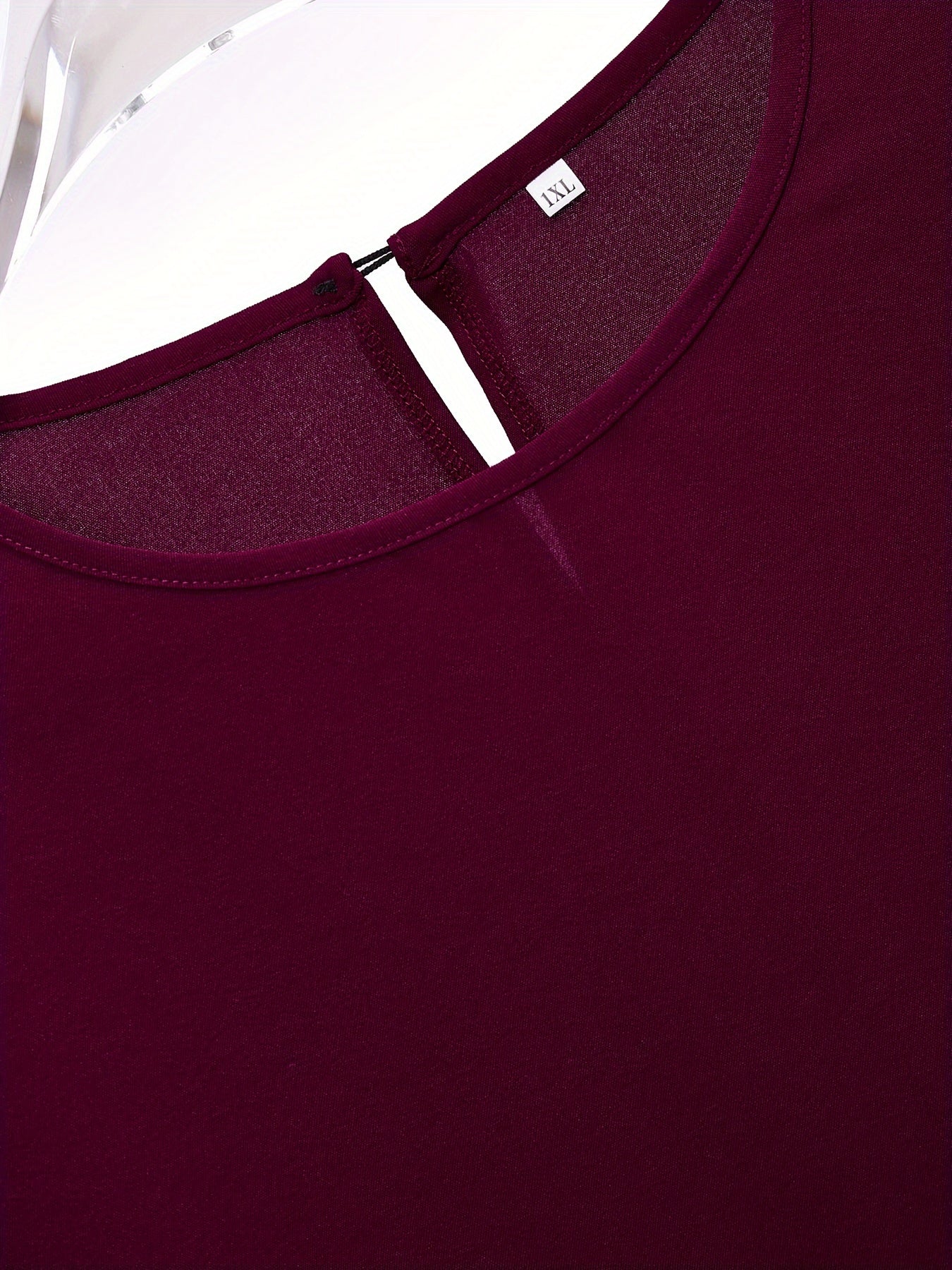  Solid Lantern Sleeve Round Neck Blouse