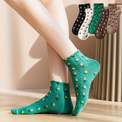 5 Pairs Floral Print Short Socks for Women