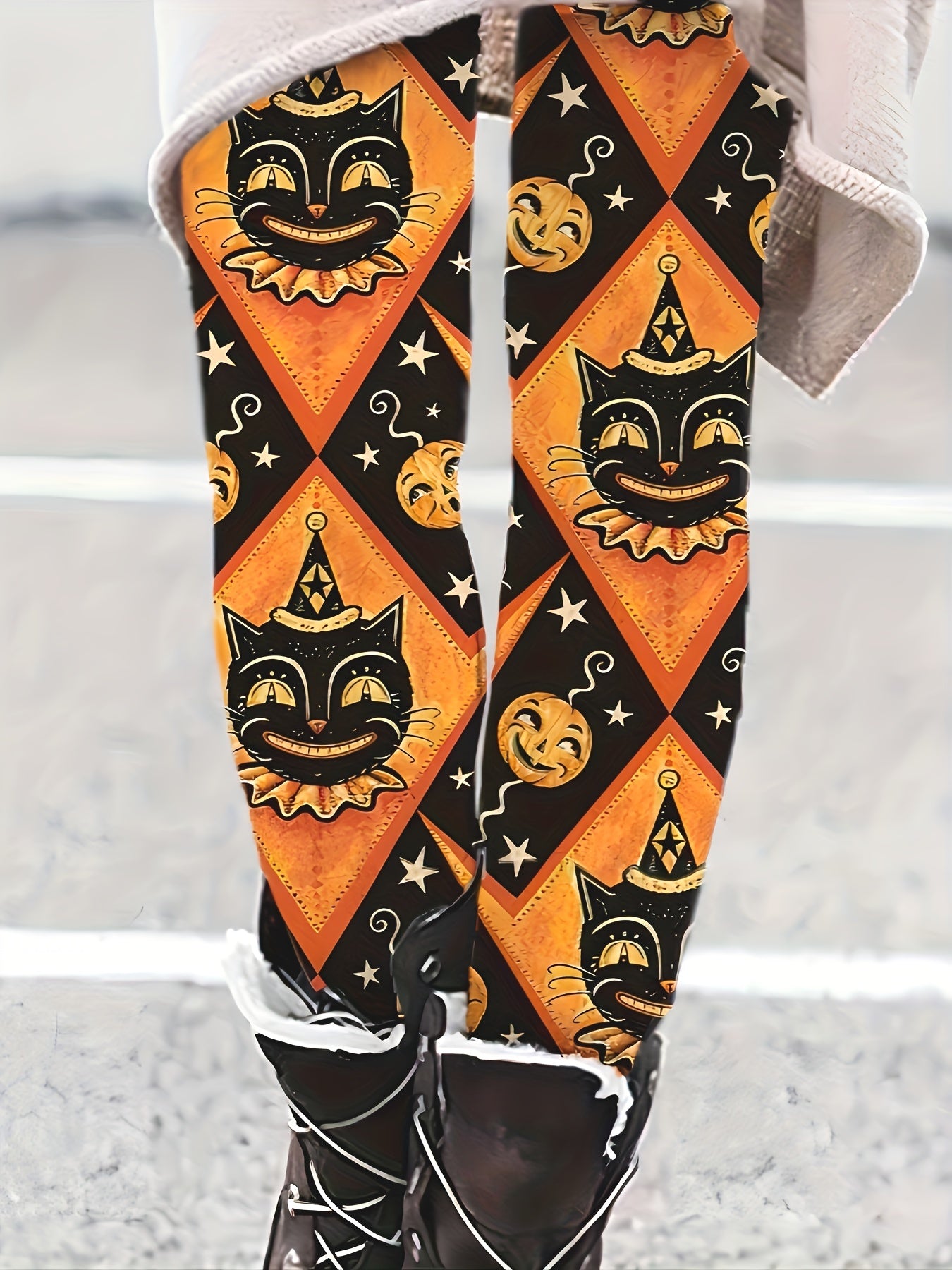 Halloween Print Skinny Leggings Elastic Waist Stretchy Leggings