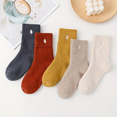 Maple Leaf Embroidery Socks Soft Mid Tube Stockings Women's Hosiery