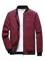 Men's Casual Zipper Pockets Zip Up Jacket