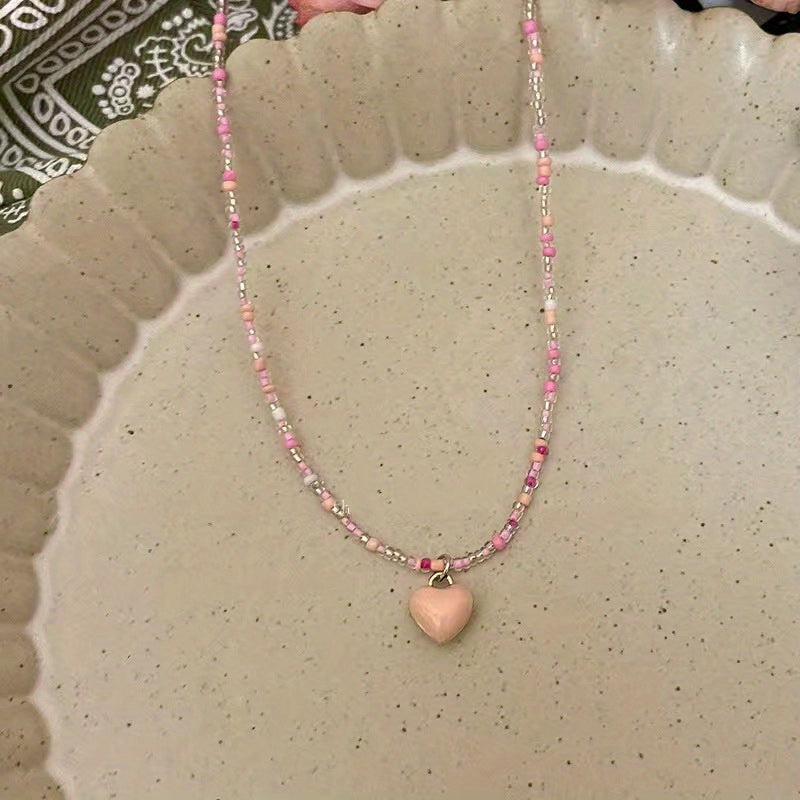 Y2K Candy Chain Beads Necklace Colorful Clavicle Love Summer Jewelry Gift