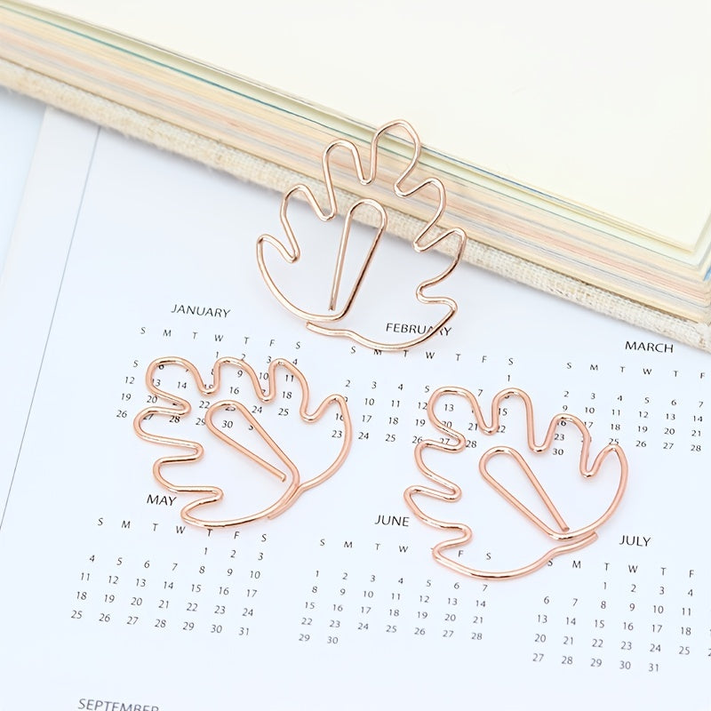 30 Monstera Shape Paper Clips Rose Tropical Leaf Bookmark Clips