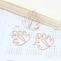 30 Monstera Shape Paper Clips Rose Tropical Leaf Bookmark Clips