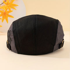 Flat Top Embroidered Duck Tongue Hat Skull Adjustable Flat Top Hat