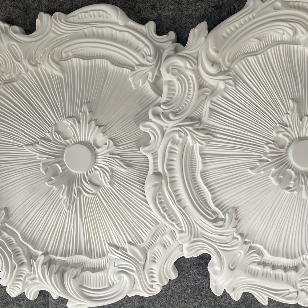 Modern Carved Round Gypsum Ceiling Lamp Holder