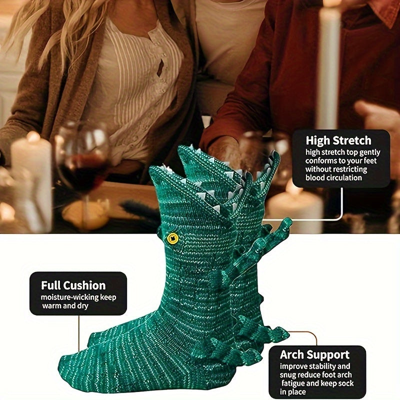 Christmas Crocodile Knit Cuff Socks Hand Knitted Winter War