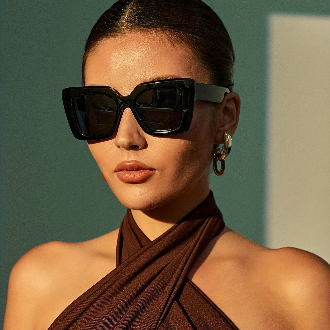 Rectangular Frame Sunglasses Classic Cat Eye Sunshade Eyewear