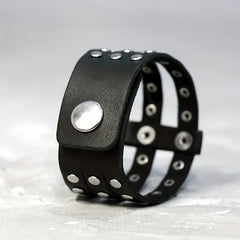 Men's Punk Retro Leather Rivet Inlaid Wide Bracelet