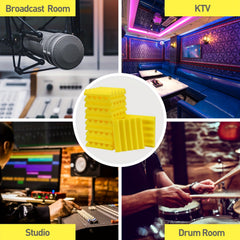 24pcs Yellow High Density Triangular Slot Sound Absorbing Cotton