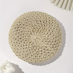 Hollow Out Crochet Beret Pumpkin Cap Octagonal Hat For Women