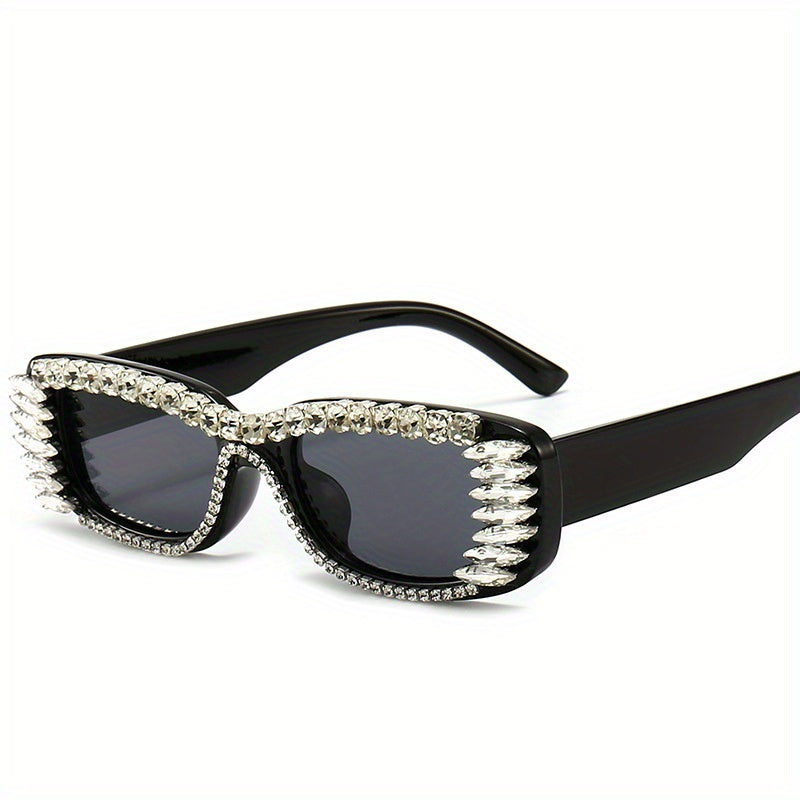 Y2K Rhinestone Square Sunglasses For Women UV400 Sun Shades