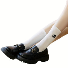 4 Pairs Cartoon Cat Print Socks Mid Tube Women's Stockings