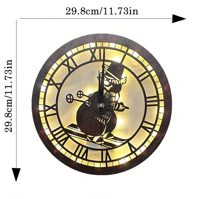 Children's Room LED Light Wall Clock Retro Wooden Sign Decoration