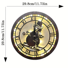 Children's Room LED Light Wall Clock Retro Wooden Sign Decoration