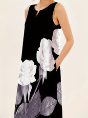 Floral Print Maxi Dress Sleeveless Casual Dress For Summer & Spring