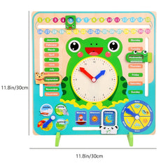 Montessori Wooden Toys Educational Clock for Kids Time Weather Seasons