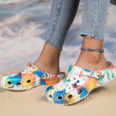 Women's Graffiti Clogs Closed Toe Slip On Slide Shoes