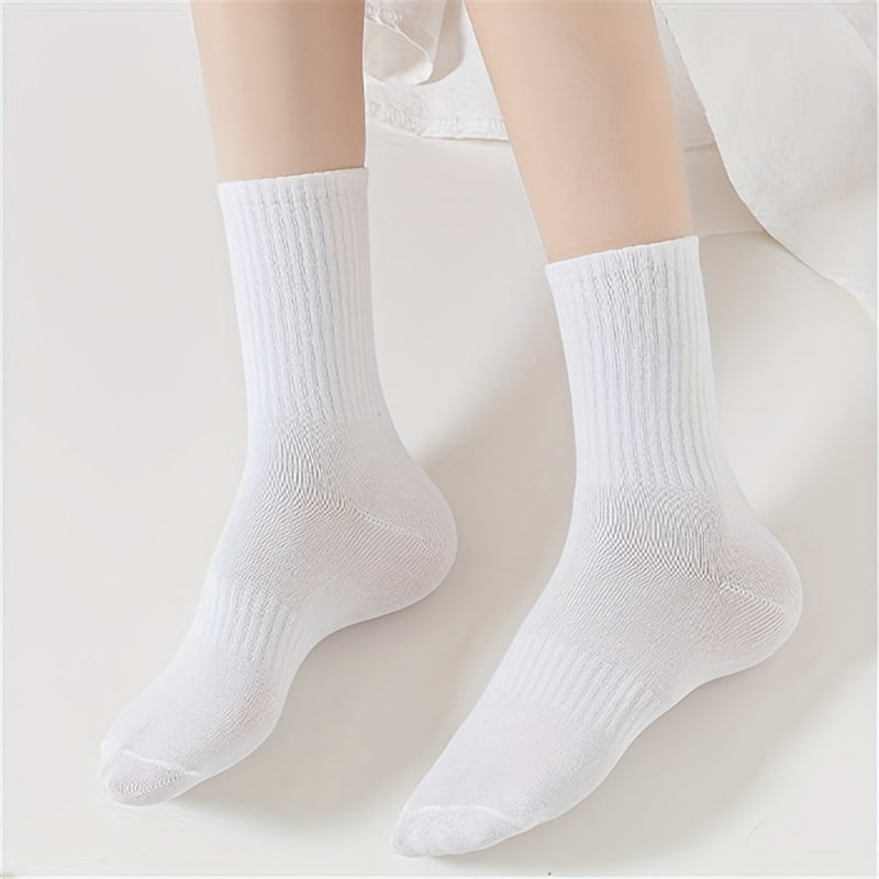20 Pairs Women's Solid Mid Tube Socks
